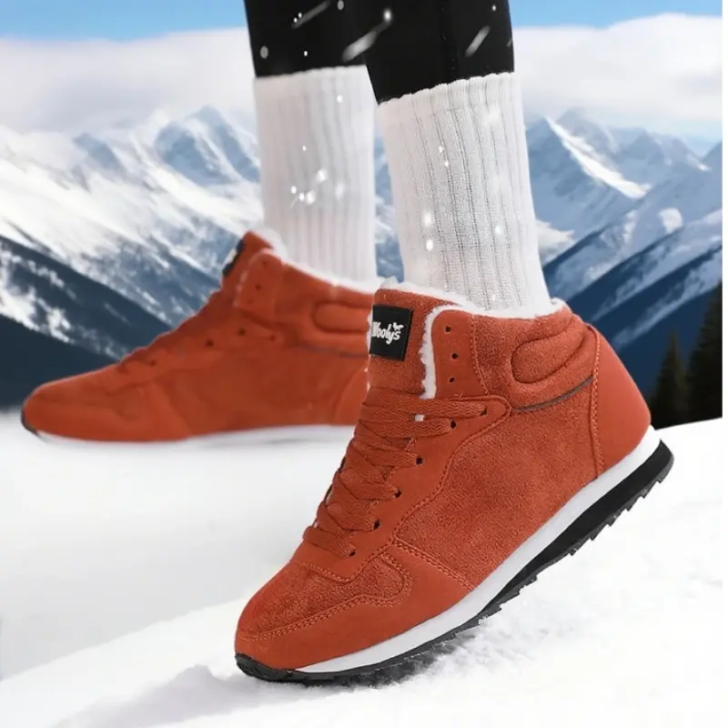 New Men's Lightweight Snow Boots Breathable Fabric Heated Snow Boots Winter Plush Fur Footwear Comfortable Platform Snow Boots