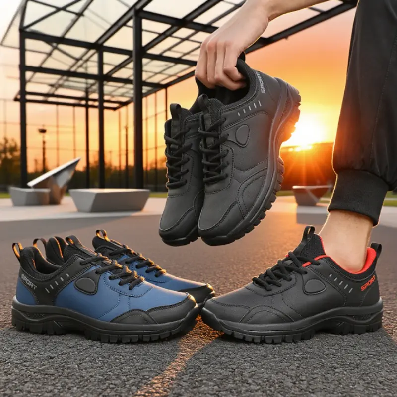 Men's All Black Outdoor Trainers All Terrain Anti Slip Sole Breathable Upper Mountain Hikes Shoes Outdoor Workouts Men Sneakers