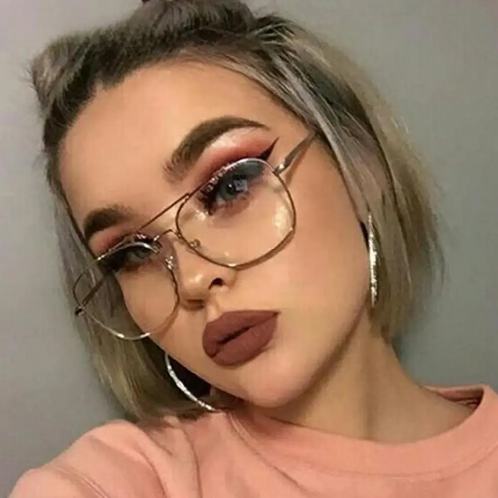 New Vintage Gold Metal Frame Eyeglasses Mens Womens Sun Glasses Retro Square Optical Lens Eyewear Nerd Clear Lens Glasses