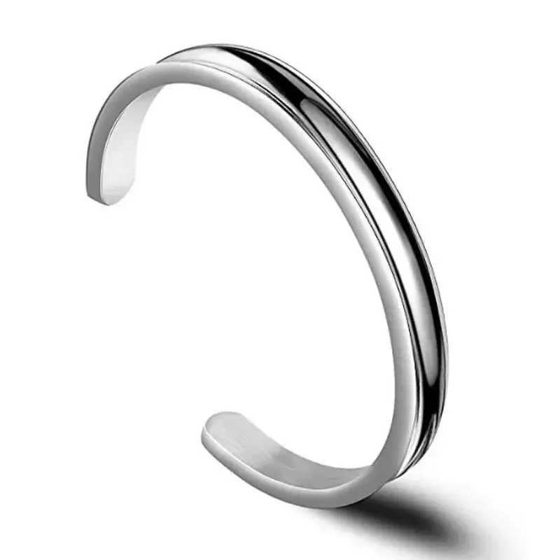 Concave Curved Titanium Steel Bracelet for Male and Female Couples C-shaped Opening Stainless Steel Titanium Steel Bracelet