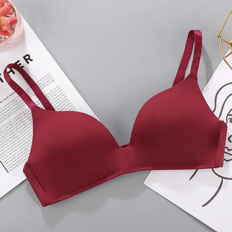 Women Seamless Bra Sexy No Wire Push Up Underwear Girls Students Breathable Thin Solid Color Bras Female's Bras Gathered