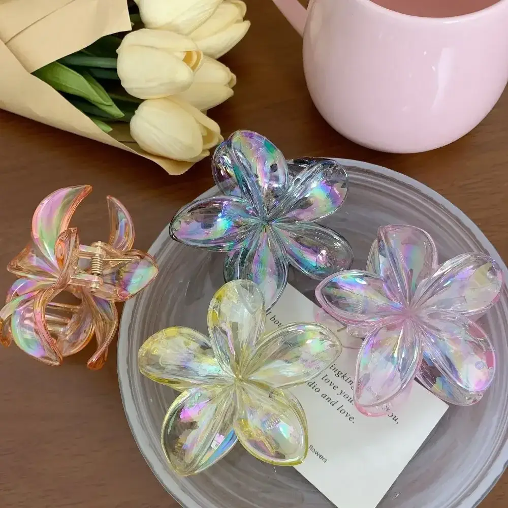 Fashion Cute Hairpin Flower Hair Clip Grab Clip Plastic Large Hair Claw Beach Headwear Hair Accessories Transparent Hairs Clip