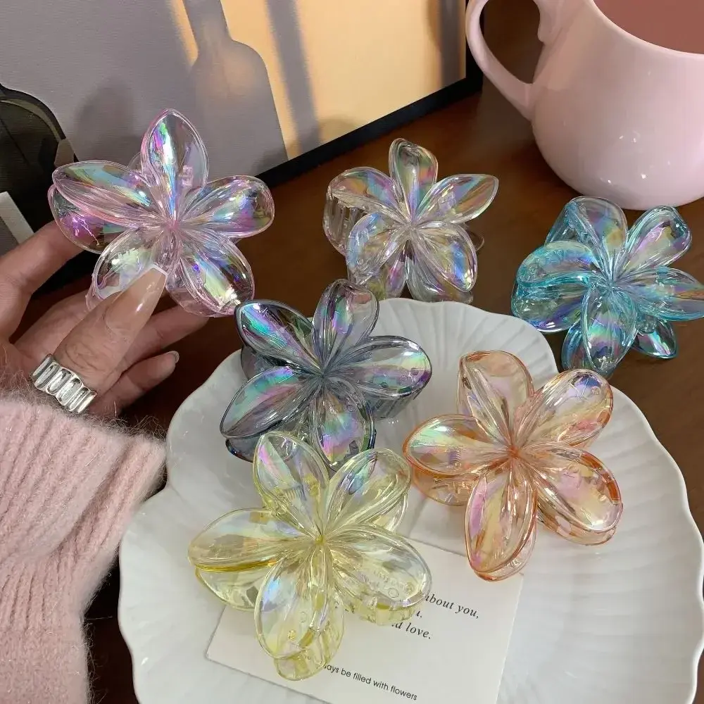 Fashion Cute Hairpin Flower Hair Clip Grab Clip Plastic Large Hair Claw Beach Headwear Hair Accessories Transparent Hairs Clip