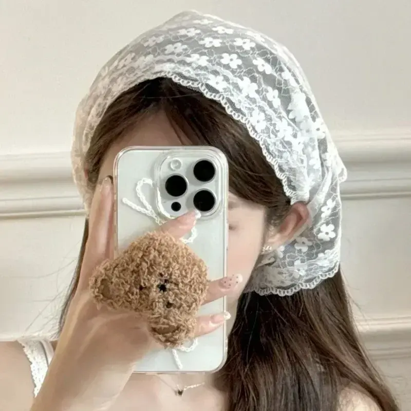 Fashion Lace Bandana Headband Print Hair Scarf Bohemia Triangle Headscarf Hair Bands for Womens Girl Fashion Sweet Kerchief Gift