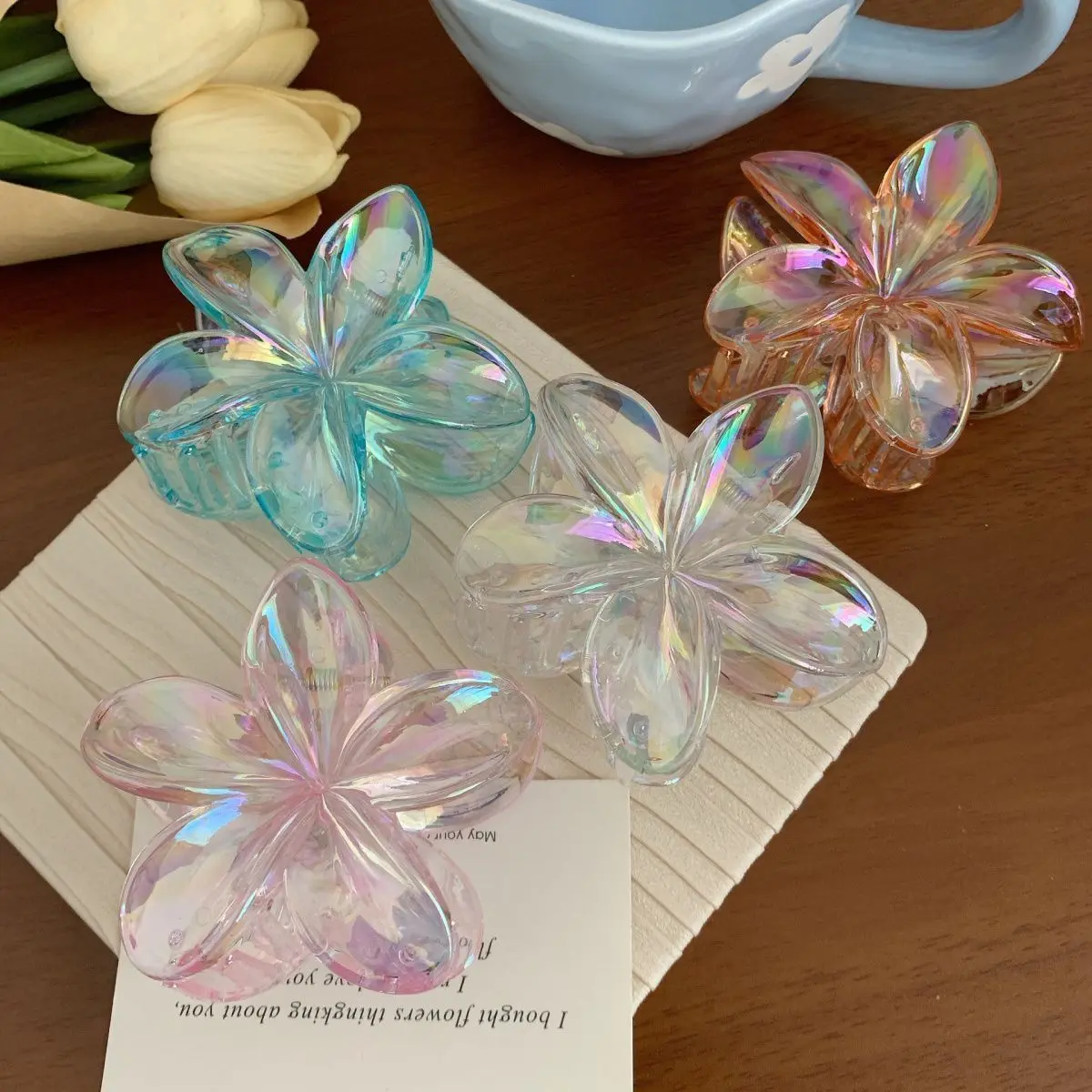 Fashion Cute Hairpin Flower Hair Clip Grab Clip Plastic Large Hair Claw Beach Headwear Hair Accessories Transparent Hairs Clip