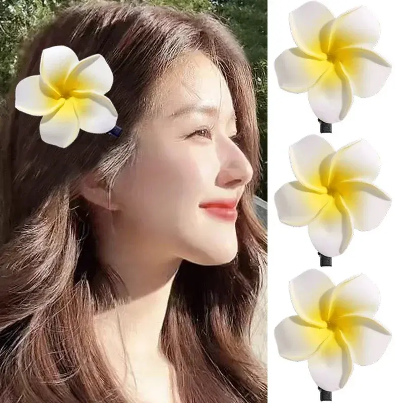 Fashion Plumeria Flower Hair Clips for Women Hairpins Girls Side Bangs Clips Flower Barrette Hawaiian Party Bag Hat Accessories
