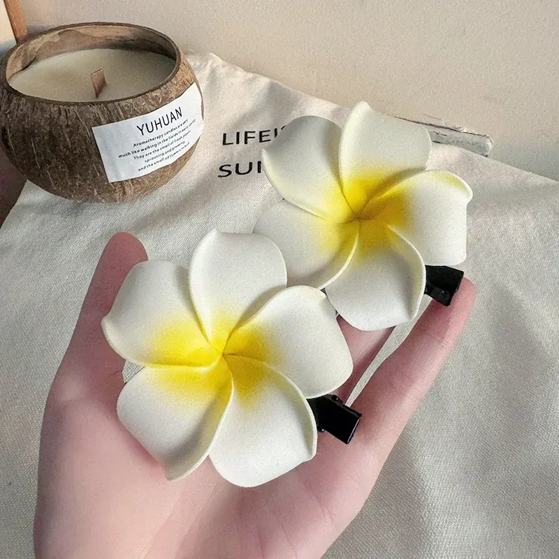 Fashion Plumeria Flower Hair Clips for Women Hairpins Girls Side Bangs Clips Flower Barrette Hawaiian Party Bag Hat Accessories