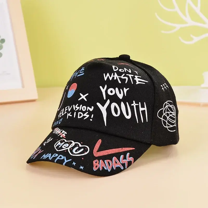 Fashion Children Graffiti Baseball Cap Spring Summer Solid Sunhat Boys Girls Cotton Snapback Caps Cute Kids Hip Hop Fishing Hat