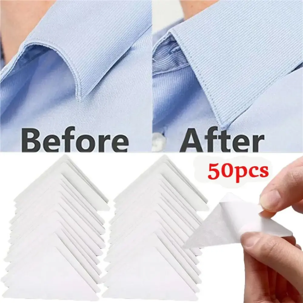 30PC/50PCS Self Adhesive Collar Fixed Pads Collar Styling Tape Does Not Warp Shirt Neck Protector Pads Shirt Collar Support Pads