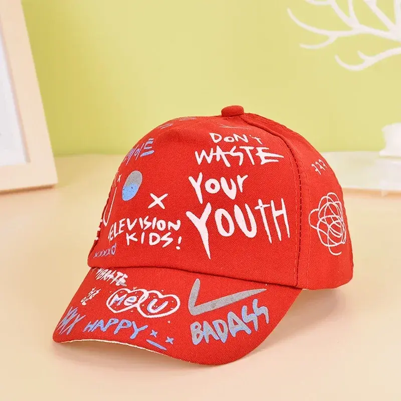 Fashion Children Graffiti Baseball Cap Spring Summer Solid Sunhat Boys Girls Cotton Snapback Caps Cute Kids Hip Hop Fishing Hat