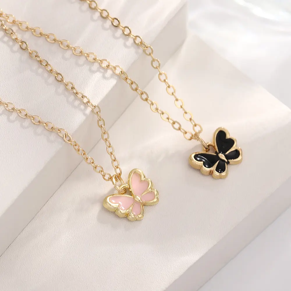 4pcs/Set Sweet Jewelry Set Butterfly Pendant Imitation Pearl Necklace Women Pearl Bracelet Earrings Girl Jewellery Women Gift
