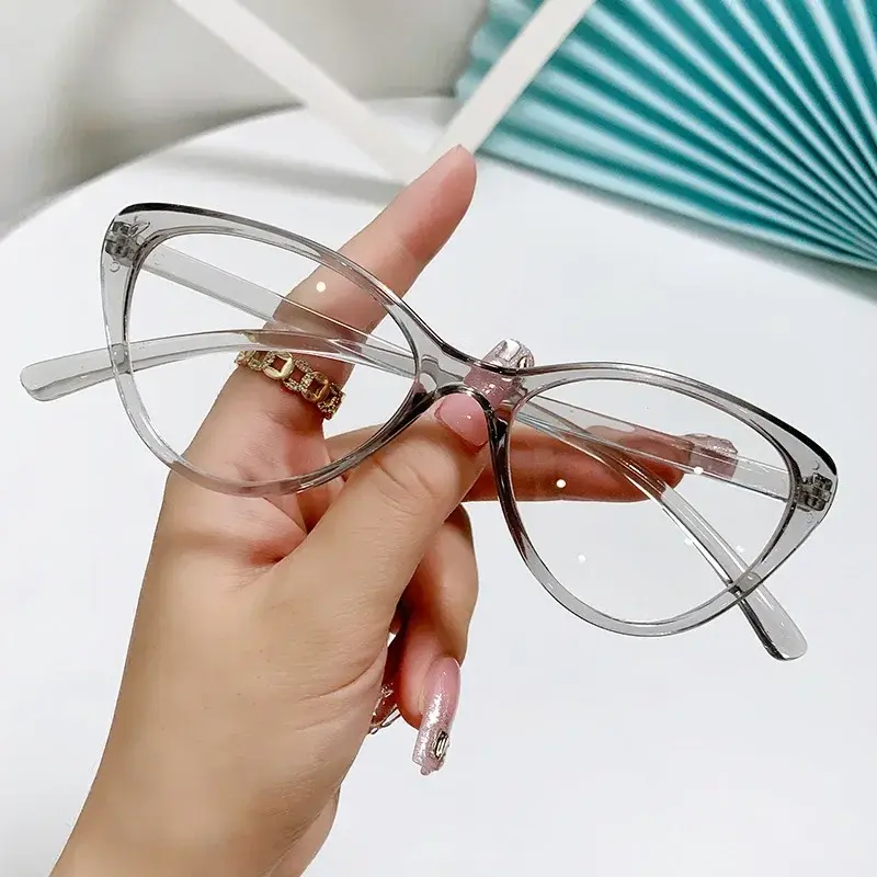 New Fashion Unisex Cat Eye Plain Glasses for Women Pc Frame Glasses for Party Eyeglasses Female Decorative Spectacles Glasses