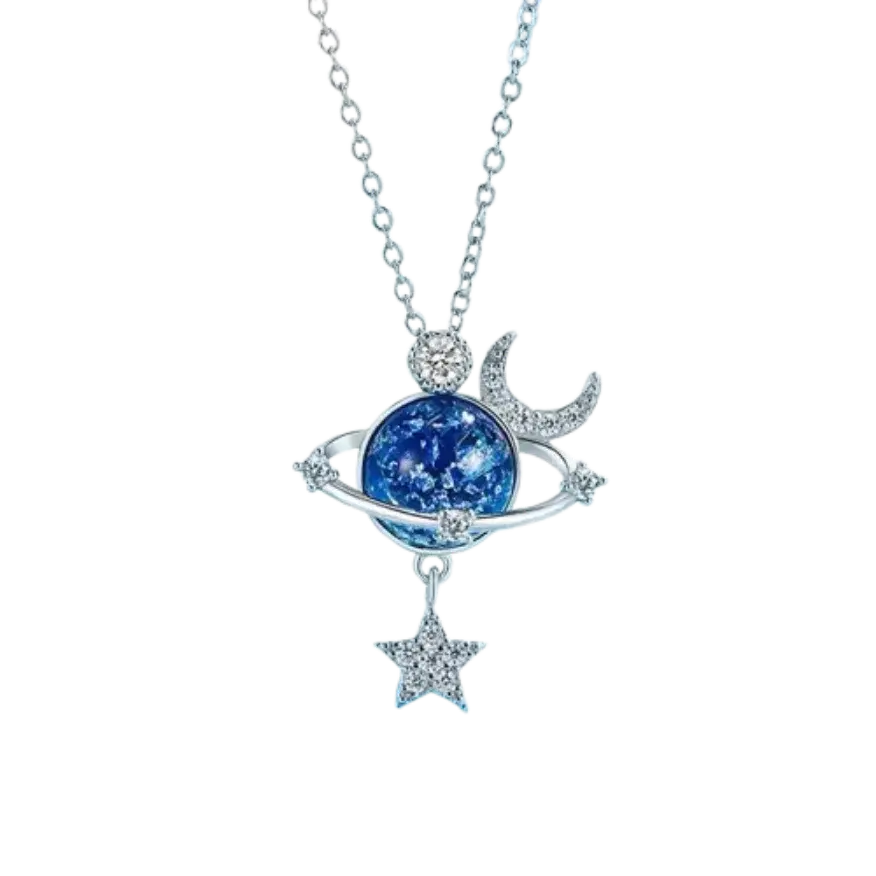 Moon Star Pendant Galaxy Necklace for Women Cool Neck Jewelry Collarbone Chain Original Korean Fashion Party Gift