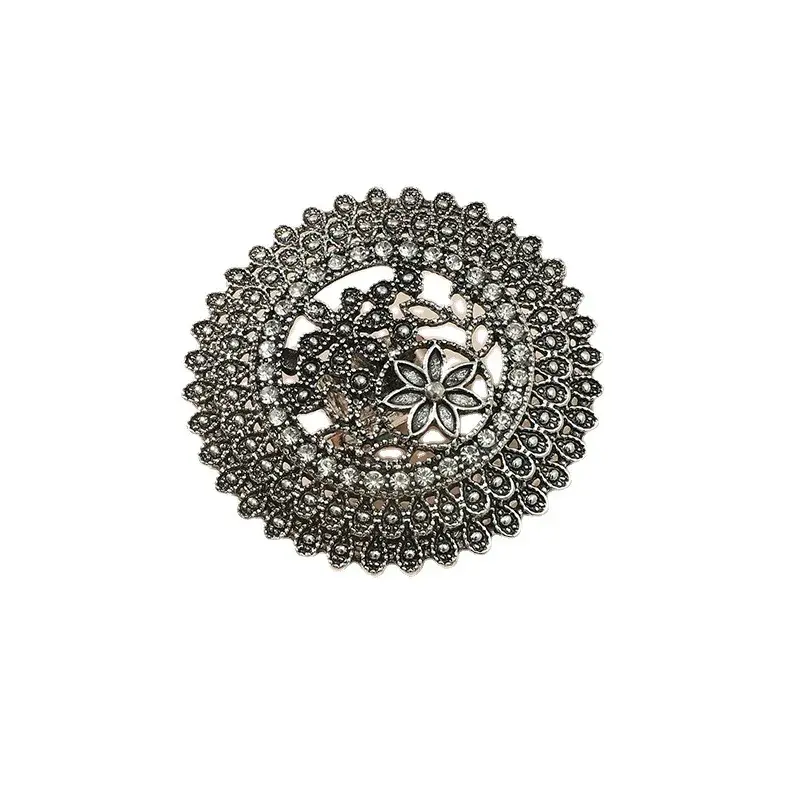 Engraved Flower Pattern Retro Party Female Finger Ring Vintage Antique Big Gold Color Women-Midi-Rings Stylish Indian Jewelry