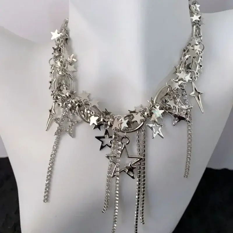 New Star Necklaces Star Chain Chokers Pentagram Chain Necklaces Hot Girl Women Y2k Jewelry Alloy Material Party Accessories