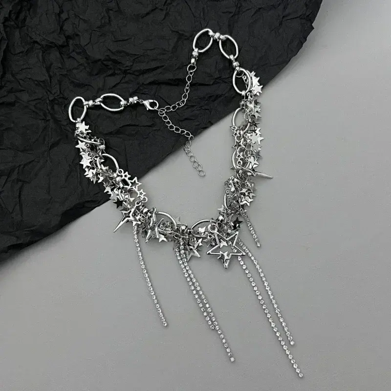 New Star Necklaces Star Chain Chokers Pentagram Chain Necklaces Hot Girl Women Y2k Jewelry Alloy Material Party Accessories