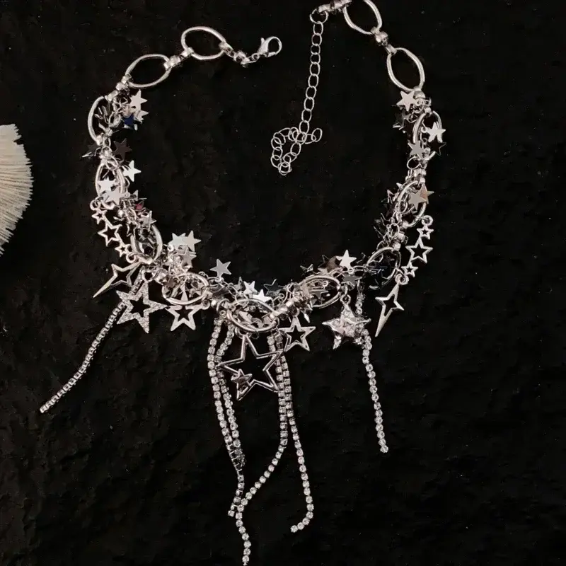 New Star Necklaces Star Chain Chokers Pentagram Chain Necklaces Hot Girl Women Y2k Jewelry Alloy Material Party Accessories