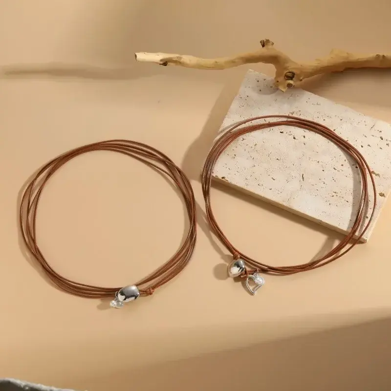 New Bohemian Style Leather Rope Turquoise Pendant Necklace for Women Girls Vintage Simple Jewelry Gifts Necklaces Accessories