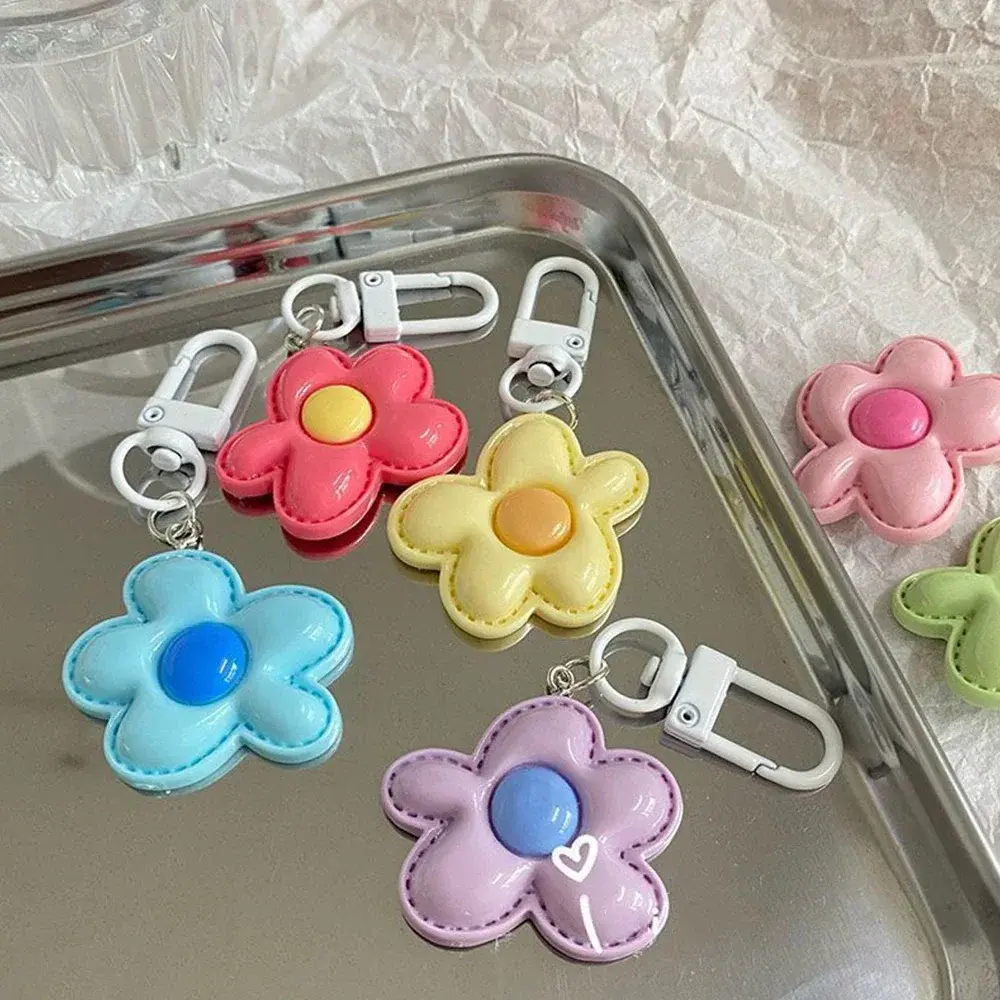 Cute DIY Flower Pendant Keychains Bag Earphone Case Pendant Accessories Car Key Ring Candy Color Key Chains Decor Jewelry