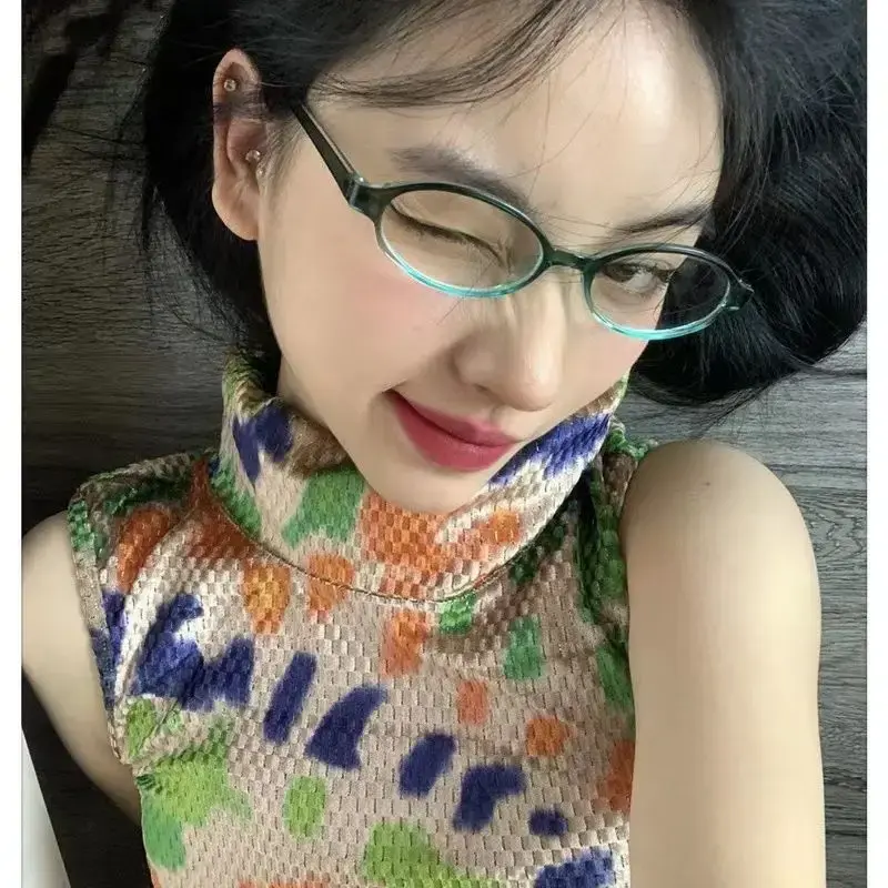 New Fashion Oval Women's Rimless Sunglasses Retro Rimless Eyeglasses Sexy Spice Girls Eyeglasses Frames Student Vegan Oval Shape