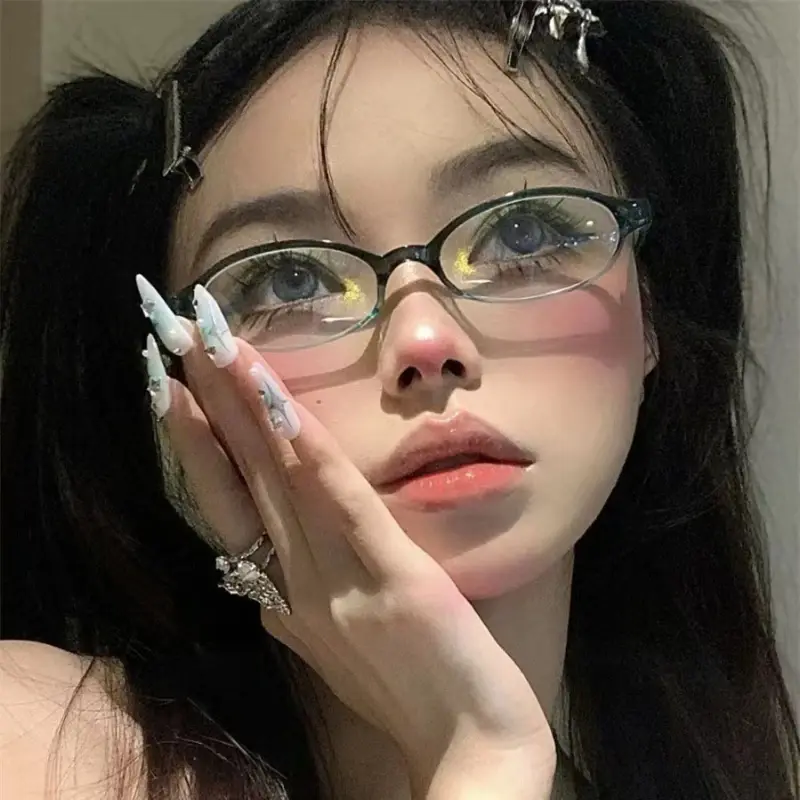 New Fashion Oval Women's Rimless Sunglasses Retro Rimless Eyeglasses Sexy Spice Girls Eyeglasses Frames Student Vegan Oval Shape