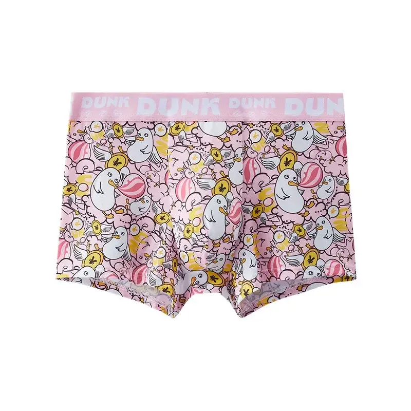 Kawaii Pink Men's Underwear Ice Silk Pink Ultra Thin Breathable Cute Antibacterial Big Men's Personalized Flat Corner Pants