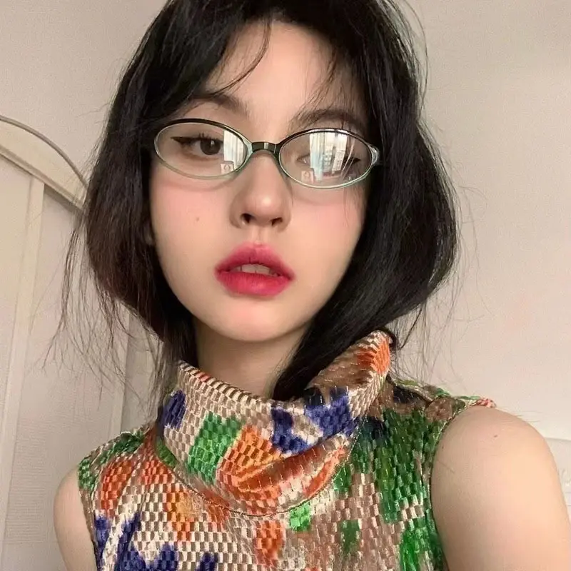 New Fashion Oval Women's Rimless Sunglasses Retro Rimless Eyeglasses Sexy Spice Girls Eyeglasses Frames Student Vegan Oval Shape