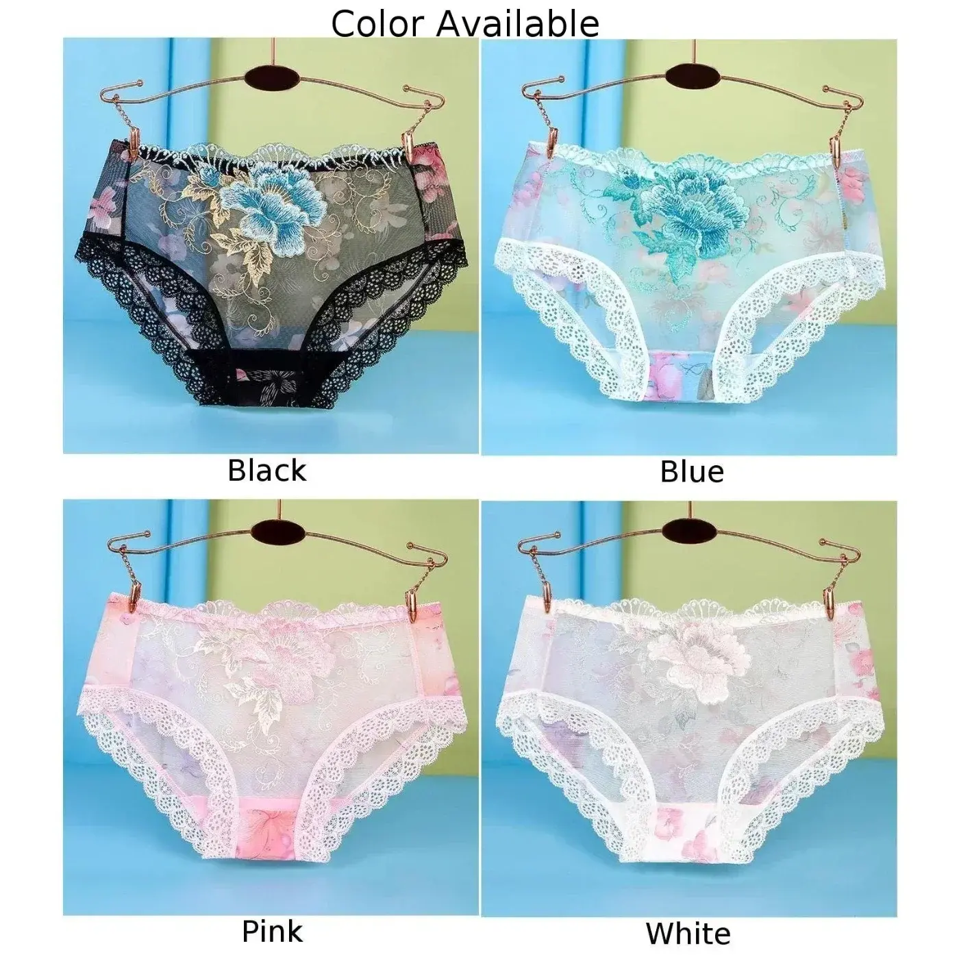 Fashion Women Sexy Lace Embroidery Panties Briefs Mujer Transparent Underwear Skin-Friendly Lingerie Ladies Sexy Underpanties