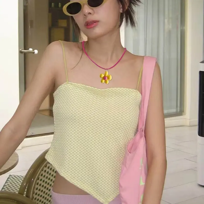 New Fashion Colorful Flower Necklace Statement Pendant Necklace Floral INS Design Neck Jewelry Rope Necklace Perfect Women Gift
