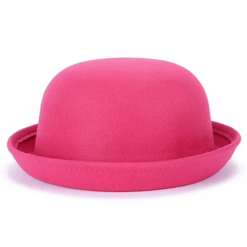 New Adult Children Autumn Winter Woolen Felt Hat Fedoras Warm Soft Formal Princess Hat Casual  Bowler Hat Chapeau