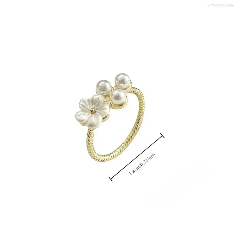 New High Quality Korea Fashion Exquisite Pearl Flower Rings for Women Fashion Luxury Simple Flowers Rings Girls Jewelry