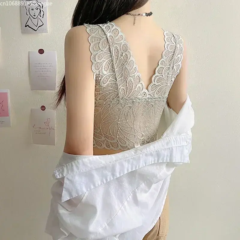 Integrated Sexy Lace Top Bras for Women Bralette Padded Push Up Bra Female Seamless One-pieces Strapless Solid Color Underwear