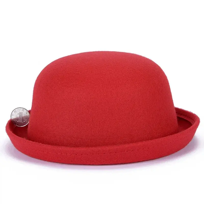 New Adult Children Autumn Winter Woolen Felt Hat Fedoras Warm Soft Formal Princess Hat Casual  Bowler Hat Chapeau