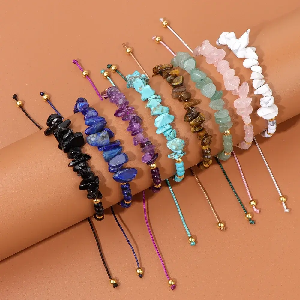 Fashion Natural Stone Green Malachite Bracelets Irregular Stone Chips Beaded Bracelet Healing Reiki Yoga Bracelets Men Women