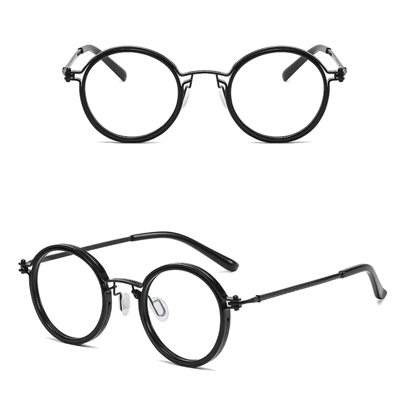 New High Quality Retro Punk Style Metal Round Frame Glasses Men Women Fashion Punk Metal Anti Blue Light Glasses