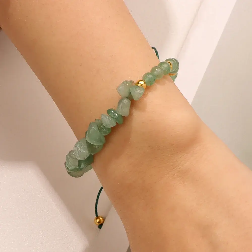 Fashion Natural Stone Green Malachite Bracelets Irregular Stone Chips Beaded Bracelet Healing Reiki Yoga Bracelets Men Women