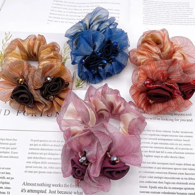 High Quality Fashion Hair Women's Premium Hairs Cord Headflower French Headwear Elegant Ribbon Hair Ties Women Hair Accessories