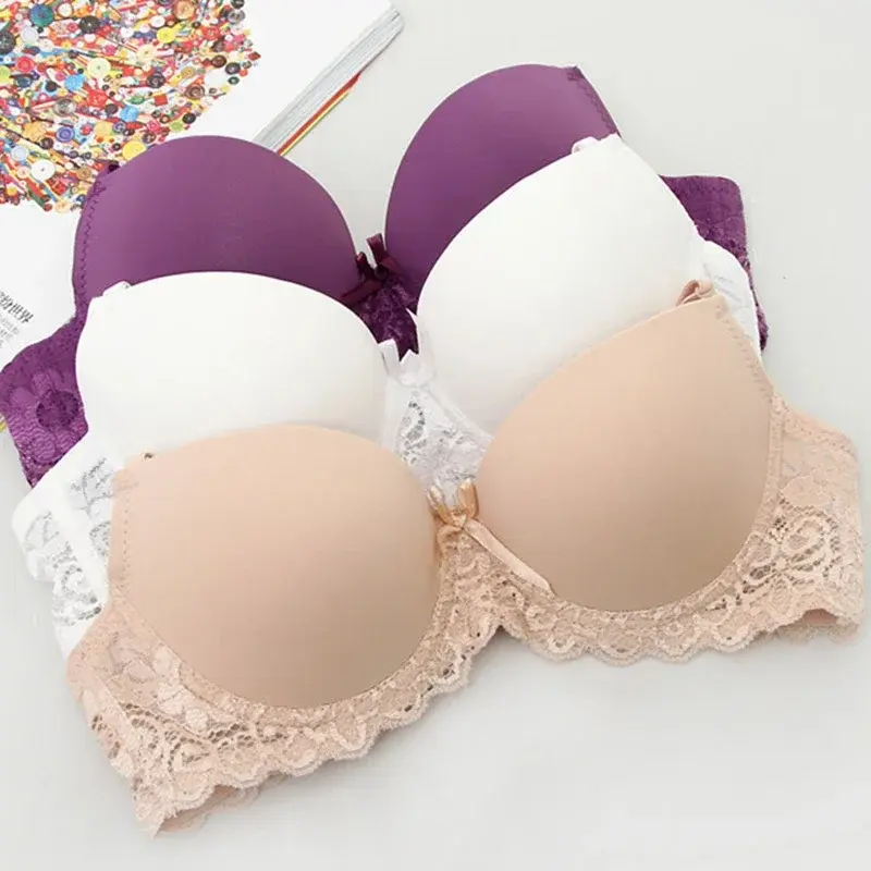 Fashion Sexy Push Up Bras Women Wireless Lace Trim Lingerie One-Piece Gather Seamless Underwear Convertible Straps Support Bra
