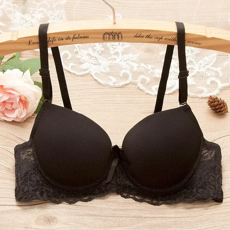Fashion Sexy Push Up Bras Women Wireless Lace Trim Lingerie One-Piece Gather Seamless Underwear Convertible Straps Support Bra