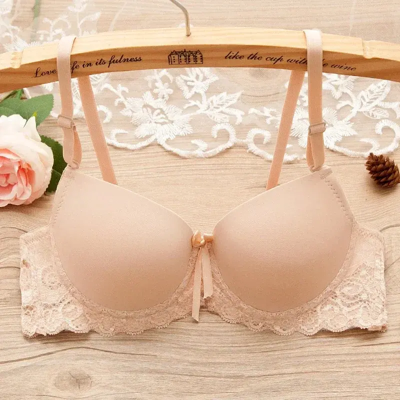 Fashion Sexy Push Up Bras Women Wireless Lace Trim Lingerie One-Piece Gather Seamless Underwear Convertible Straps Support Bra