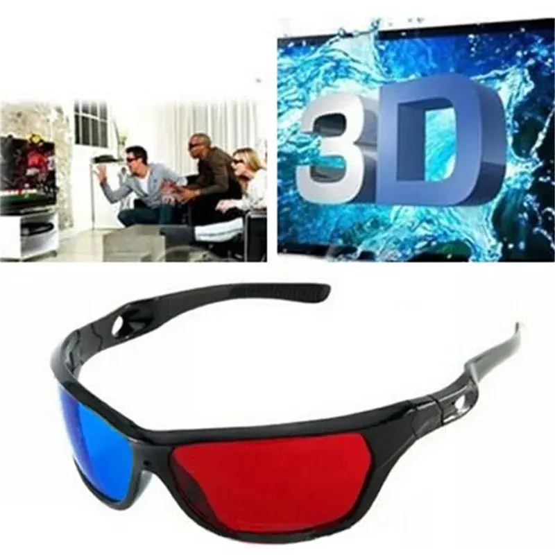 New Universal 3D Plastic Glasses Red Blue Black Frame for Dimensional Anaglyph TV Movie DVD Game Glasses