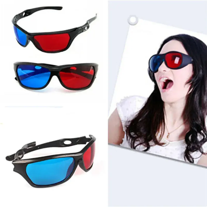 New Universal 3D Plastic Glasses Red Blue Black Frame for Dimensional Anaglyph TV Movie DVD Game Glasses