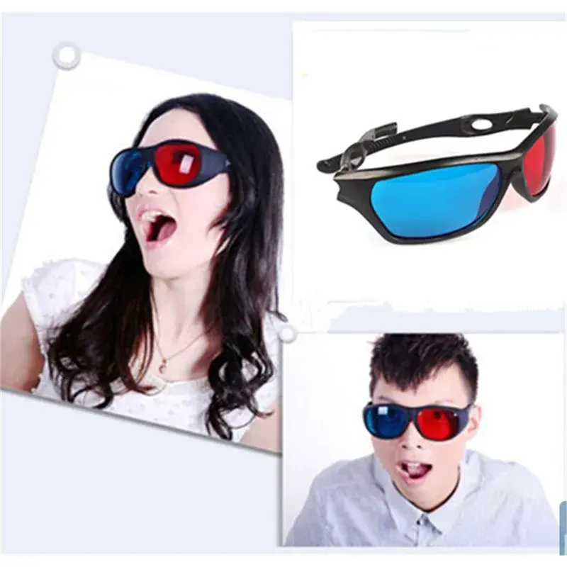 New Universal 3D Plastic Glasses Red Blue Black Frame for Dimensional Anaglyph TV Movie DVD Game Glasses