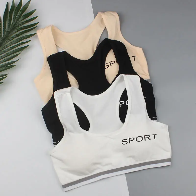 Girls Bra Cotton Children Girls Vest Students Comfortable Breathable Sports Bra No Steel Ring Underwear 7-16Y Kids Bra