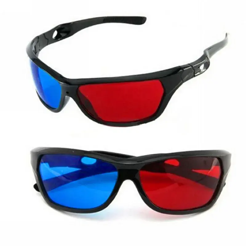 New Universal 3D Plastic Glasses Red Blue Black Frame for Dimensional Anaglyph TV Movie DVD Game Glasses