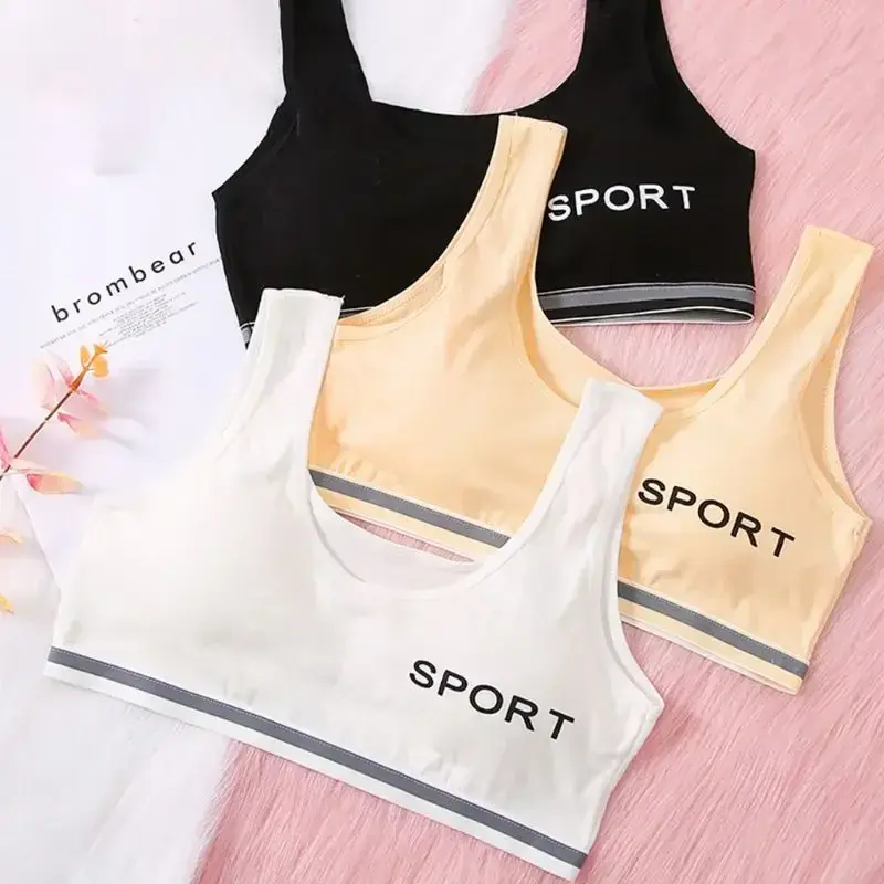 Girls Bra Cotton Children Girls Vest Students Comfortable Breathable Sports Bra No Steel Ring Underwear 7-16Y Kids Bra