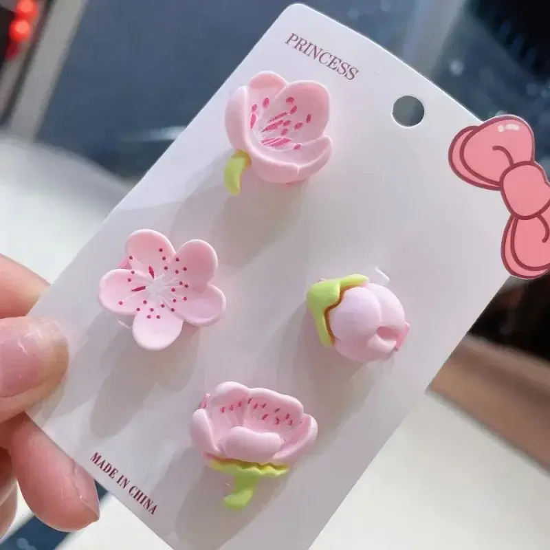 New Cute Flower Hair Clips Cherry Blossom Girl Duck Mouth Clip Hairpin Hairpiece Female Headwear Cartoon Sakura Tulip Barrette