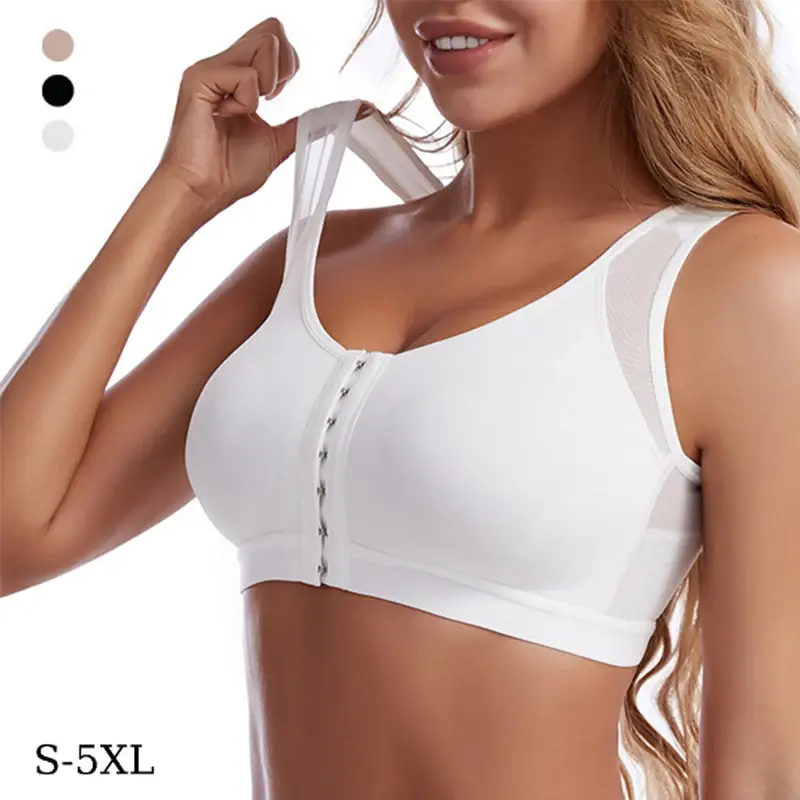 New Fashion Front Closure Posture Corrector Lift Up Bra Women Push Up Cross Back Underwear Shockproof Sports Fitness Vest Bras