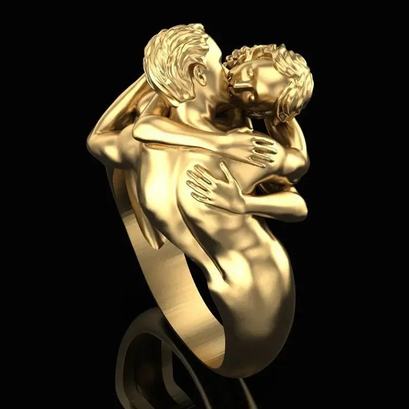New Unique Devise Adam and Eve Rings Lover's Rings for Men Women Engagement Wedding Ring Party Jewelry Gifts Embrace Ring