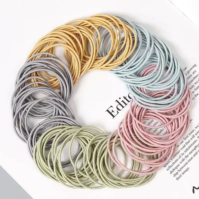 100PCS/Set Women 4CM Basic Nylon Elastic Hair Bands Ponytail Hair Scrunchie Rubber Bands Headband Hair Accessories Headwear